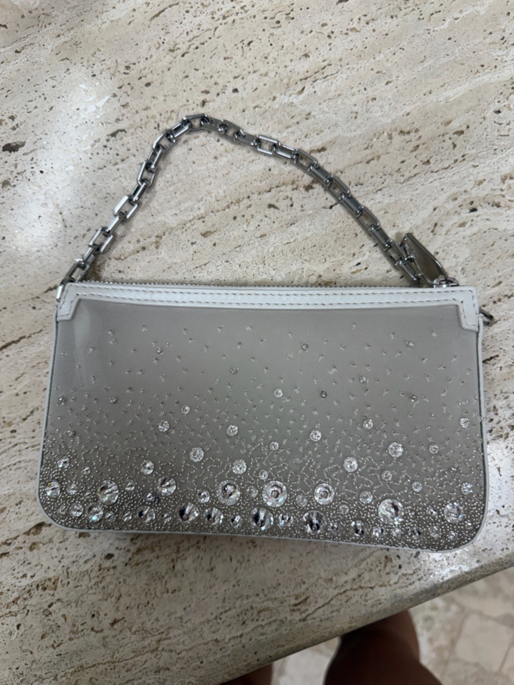 Christian Louboutin Silver Crystal-Embellished Shoulder Clutch